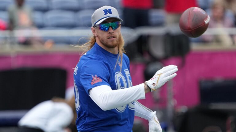 49ers star George Kittle has shows off epic beer-chugging skills at WrestleMania 41