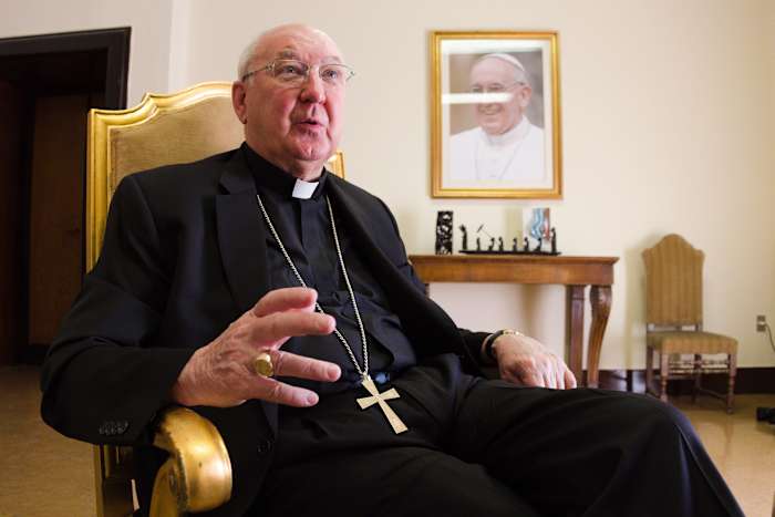 An Irish-born American cardinal is entrusted as the 'camerlengo,' running the Holy See between popes
