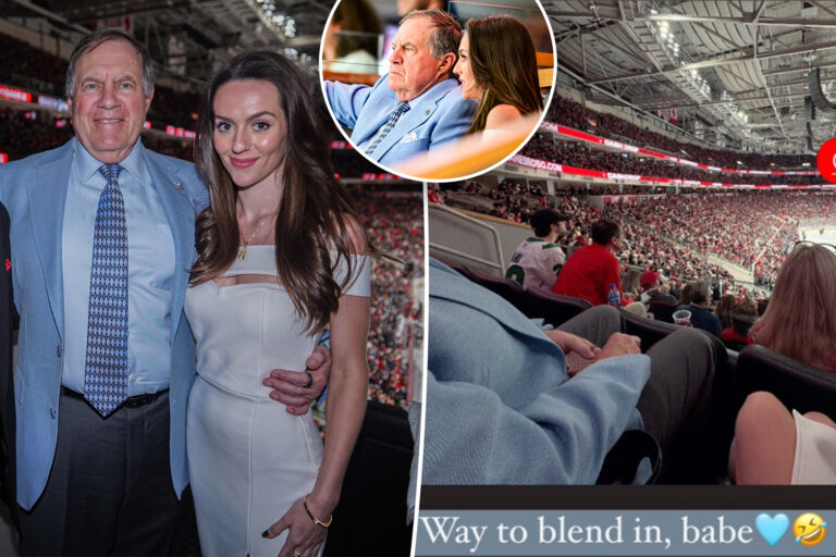 Jordon Hudson ribs Bill Belichick’s clothing choice for NHL playoff game: ‘Way to blend in, babe’