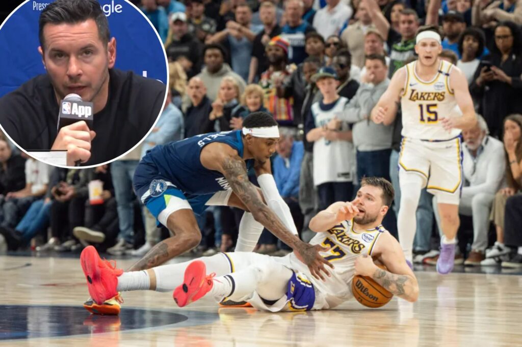 Lakers’ JJ Redick rips officials over no-call on ‘blatant trip’ of Luka Doncic in brutal Game 4 loss