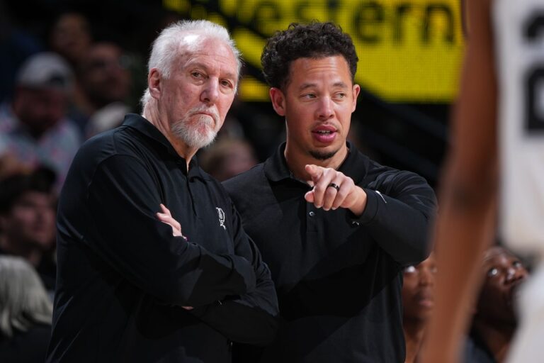 Gregg Popovich gives first public speech as Spurs introduce Mitch Johnson as head coach