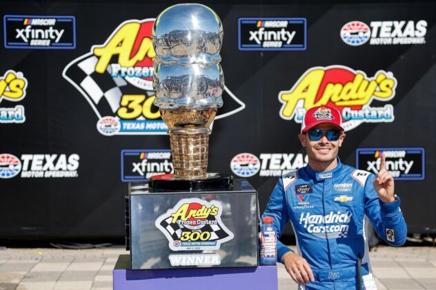 Kyle Larson wins Texas NASCAR Xfinity race, filling in for injured Zilisch