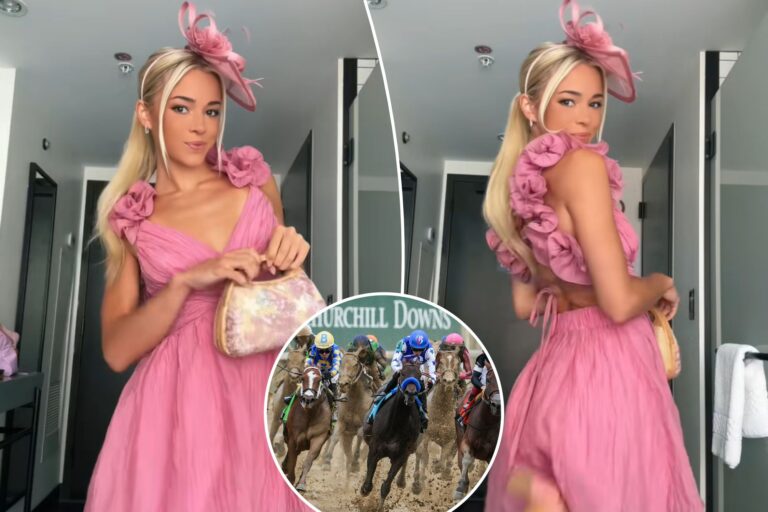 Livvy Dunne shows off all-pink Kentucky Oaks outfit as she takes in first derby