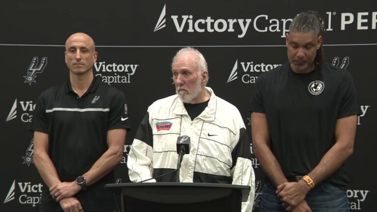 Spurs’ Gregg Popovich addresses fans, passes the torch to new head coach Mitch Johnson