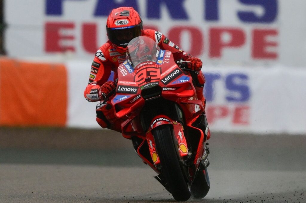 MotoGP German GP: Marc Marquez strolls to wet pole as rivals battle