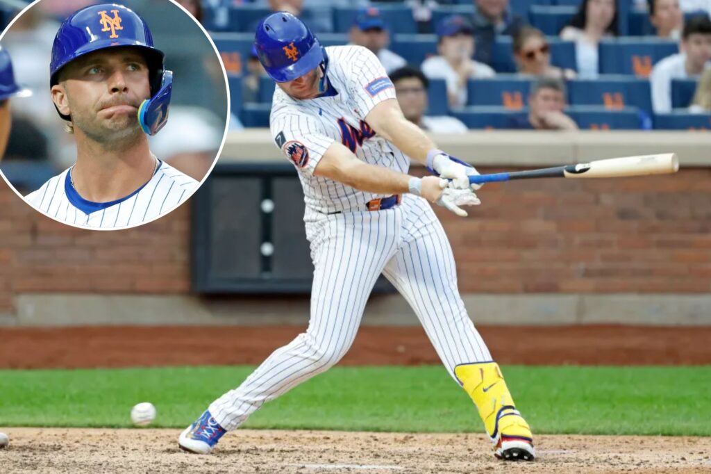 Pete Alonso out of Mets lineup with injury — putting franchise-record streak in jeopardy