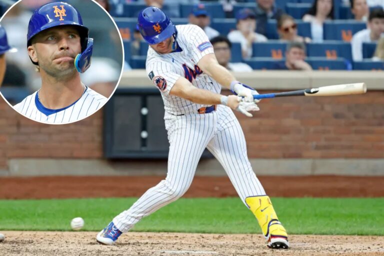 Pete Alonso out of Mets lineup with injury — putting franchise-record streak in jeopardy