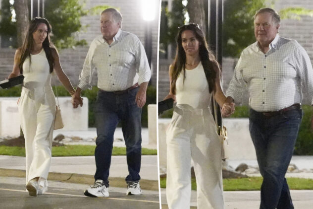 Bill Belichick and Jordon Hudson hold hands during dinner date after run-in with his ex