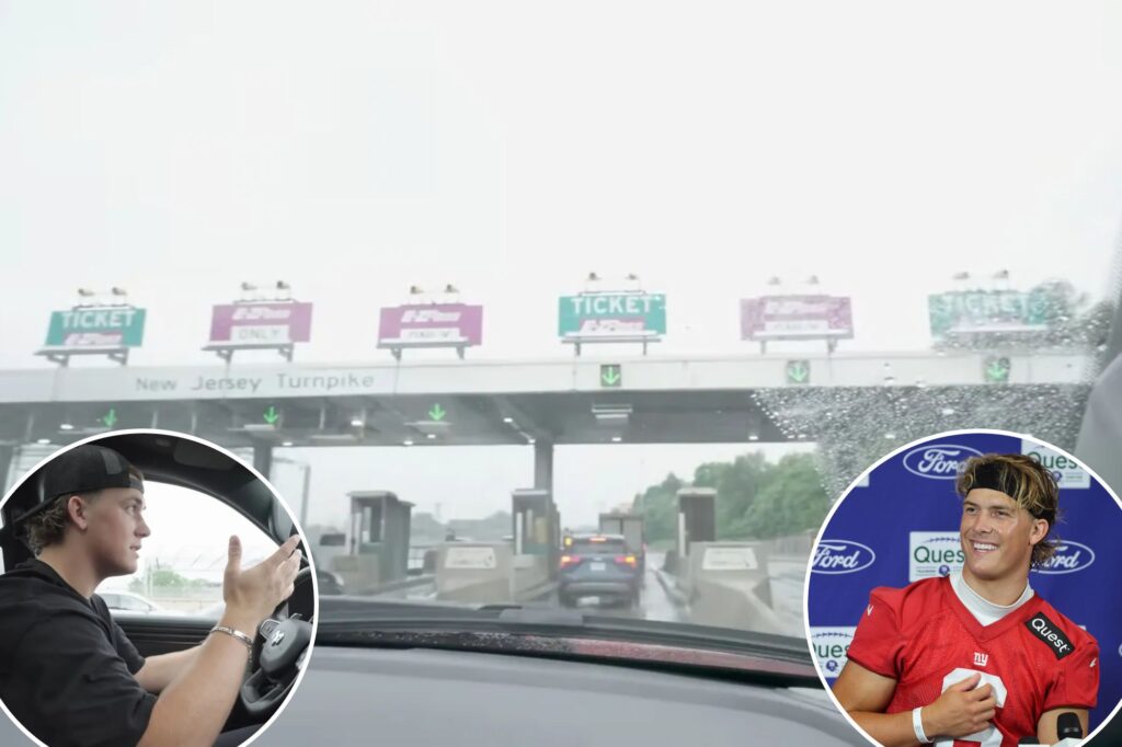New York Giants rookie QB Jaxson Dart baffled by NJ toll options in viral moment