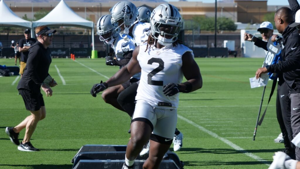 Raiders rookie Ashton Jeanty welcomed to the NFL with punishing hit, sent to medical tent