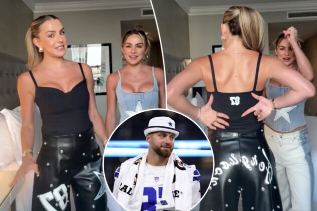 Haley Cavinder roots on fiance Jake Ferguson with cheeky outfit for Cowboys-Eagles opener