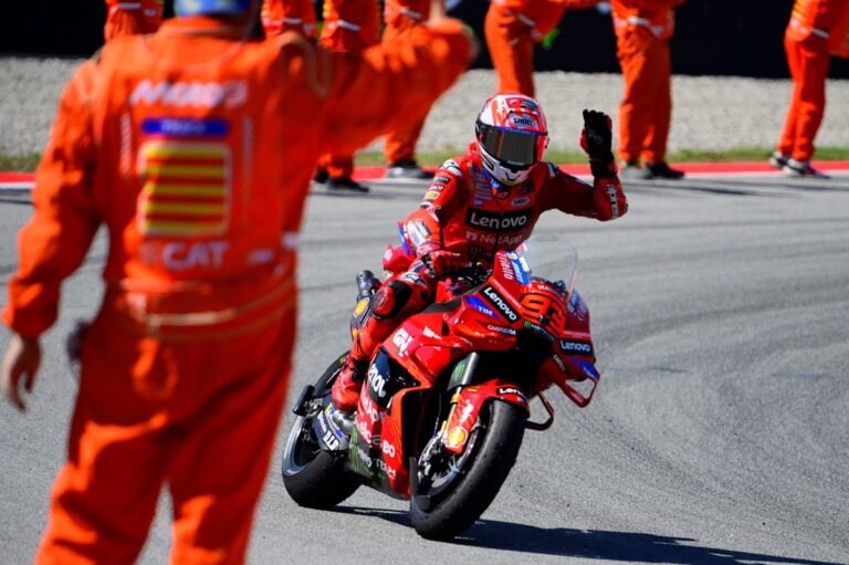 MotoGP Catalan GP: Marc Marquez inherits sprint win as Alex crashes out of lead