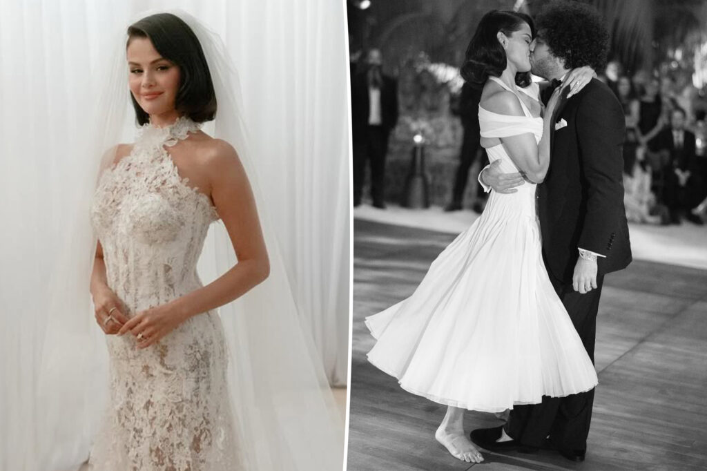 Selena Gomez shares first look at her and Benny Blanco’s wedding reception: First dance, a third dress and more