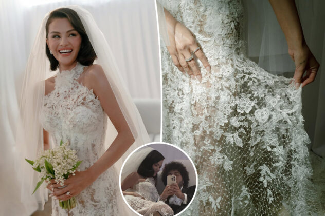 Selena Gomez’s lace wedding dress contained a hidden tribute to Benny Blanco
