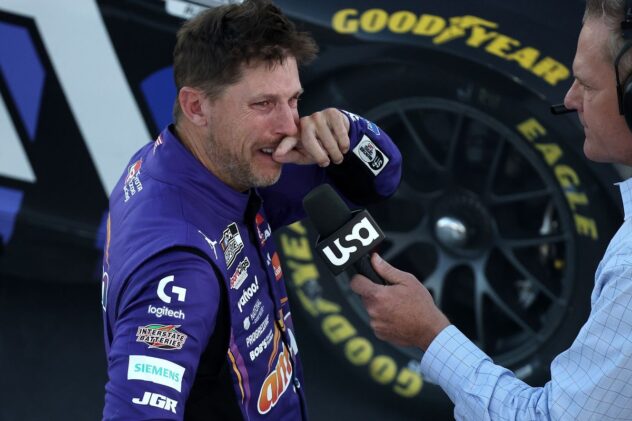 Denny Hamlin in tears as he surges to 60th career NASCAR Cup win in heroic drive