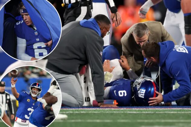 Giants survive another Jaxson Dart injury scare after Russell Wilson’s brief appearance