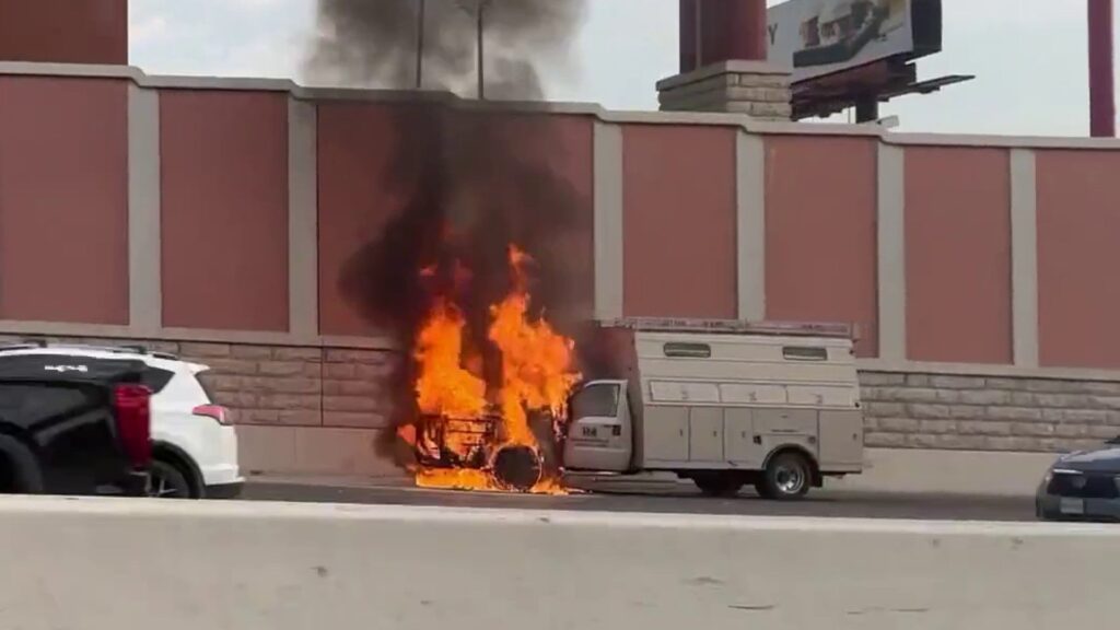 KSAT Connect user captures fiery vehicle along Loop 410
