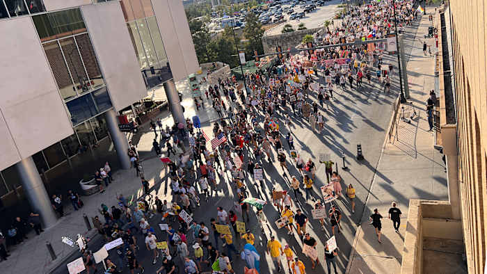 Thousands of people march through downtown San Antonio for ‘No Kings’ protest