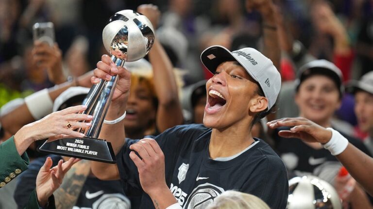 WNBA's A'ja Wilson shares heartfelt message for NBA star Bam Adebayo at Aces' title celebration