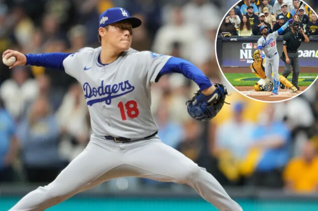 Yoshinobu Yamamoto’s rare complete-game gem propels Dodgers to Game 2 win over Brewers