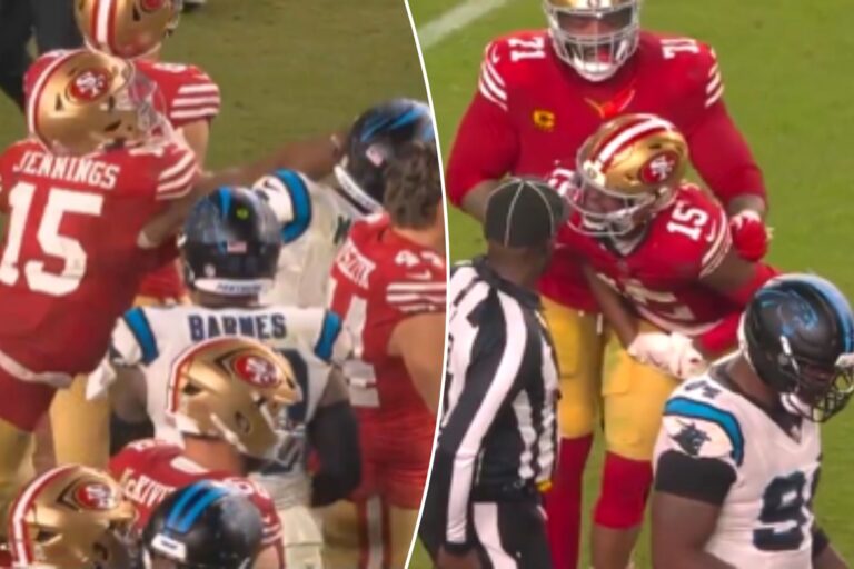 49ers’ Jauan Jennings strikes Panthers defender over ‘cheap shot’ in chaotic ‘MNF’ scene