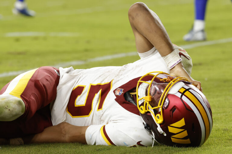Commanders’ Jayden Daniels suffers a horrific arm injury during sack in chilling scene