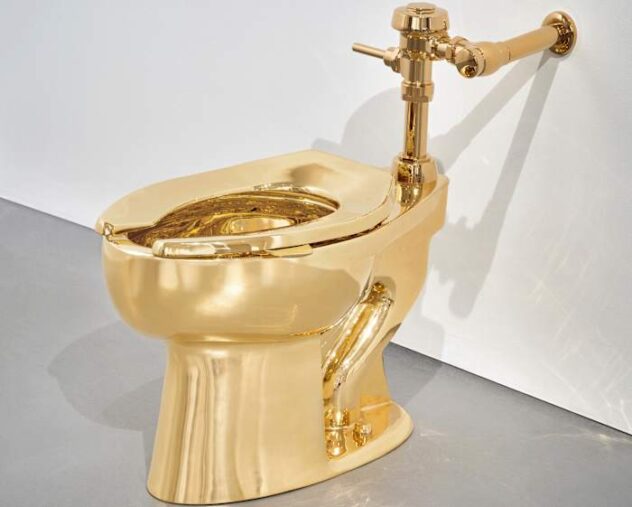 Flush with cash? Fully functional, solid gold toilet sells for $12.1M at auction