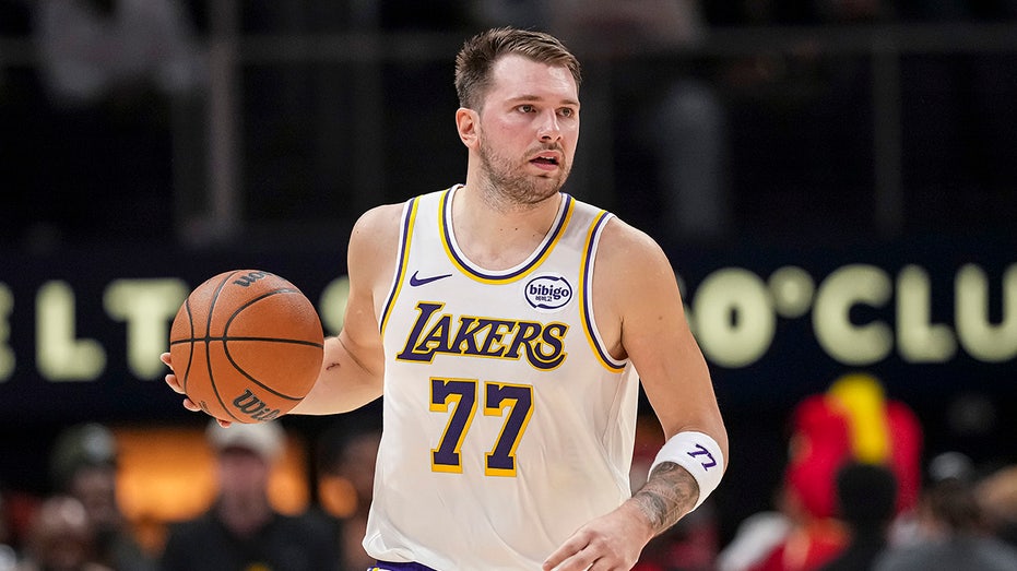 Lakers' Luka Doncic reacts to Mavericks firing of general manager Nico Harrison