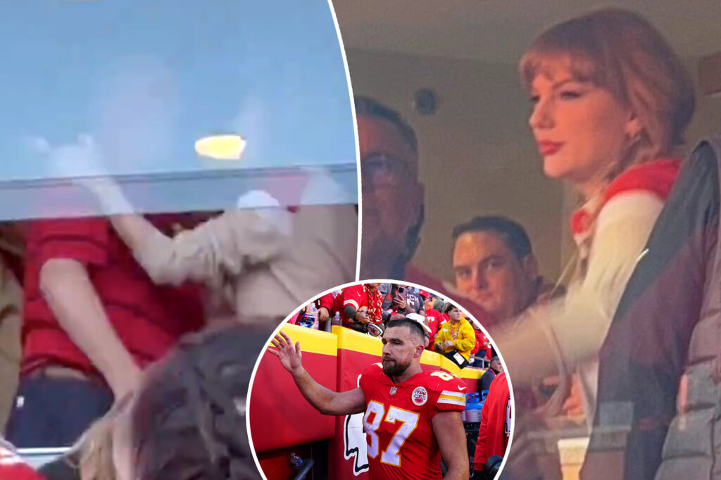 Taylor Swift jumps for joy supporting Travis Kelce at Chiefs vs. Colts game