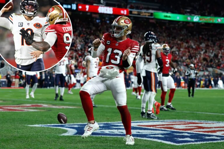 Brock Purdy’s five TDs help 49ers hold off Bears in thriller, set up showdown for NFC’s top seed