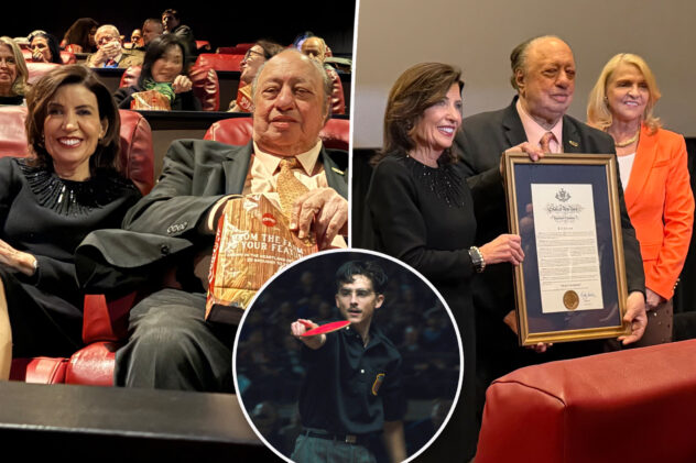 Catsimatidis, Hochul catch up at ‘Marty Supreme’ screening during sound snafu