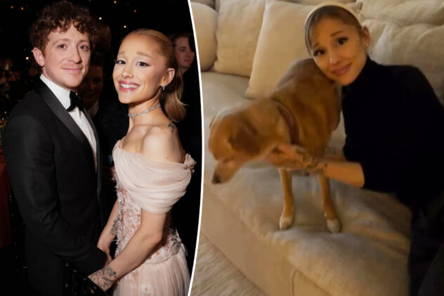 Ethan Slater shares ‘very merry’ photos of girlfriend Ariana Grande enjoying a cozy holiday at home