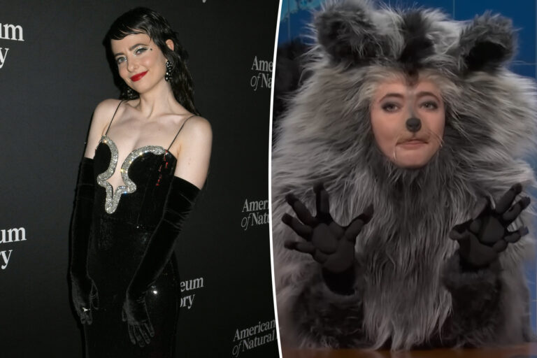 ‘SNL’ star Sarah Sherman dresses up as the viral drunk raccoon in chaotic ‘Weekend Update’