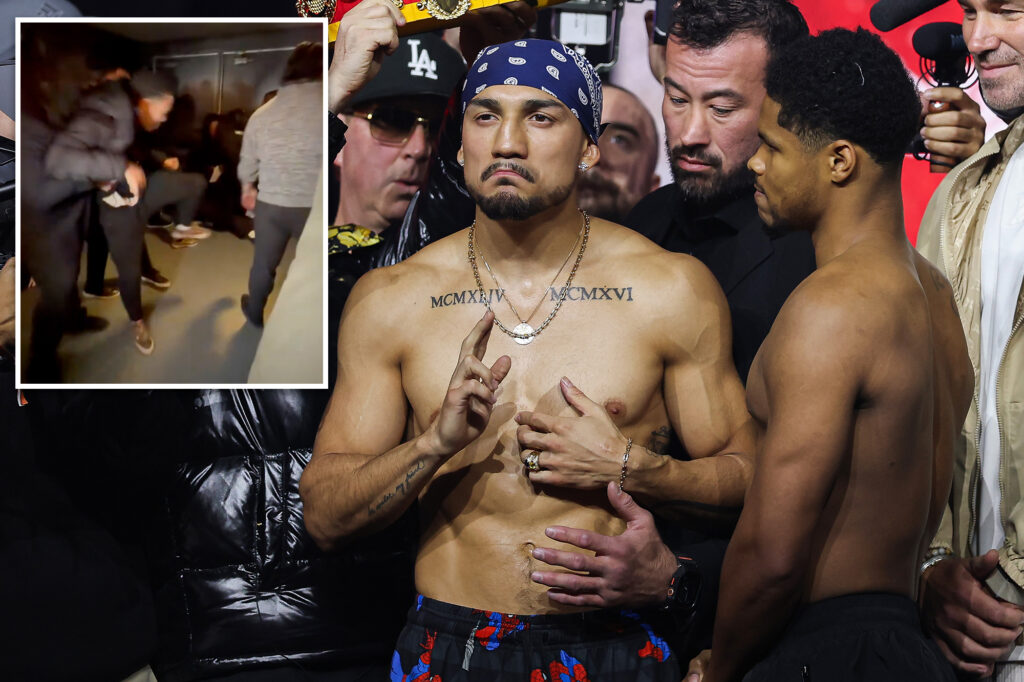 Wild brawl breaks out during Teofimo Lopez-Shakur Stevenson weigh-in at MSG in chaotic scene