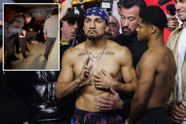 Wild brawl breaks out during Teofimo Lopez-Shakur Stevenson weigh-in at MSG in chaotic scene