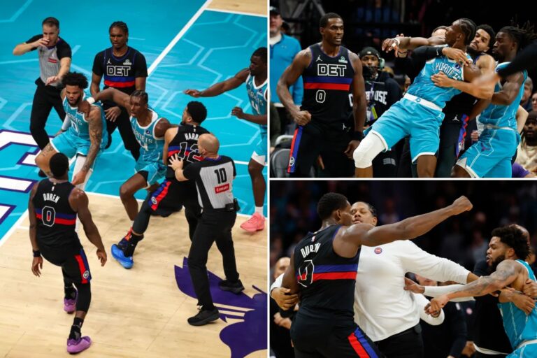 Four players ejected in wild Pistons-Hornets brawl that spilled all over court