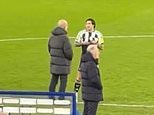 Pep Guardiola spotted deep in conversation with Sandro Tonali after Man City's win over Newcastle - as manager reveals what he told club's transfer target
