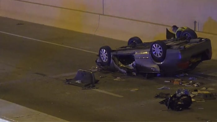 SAPD: Woman dies after vehicle drives off roadway, falls onto lower level of I-35 near downtown