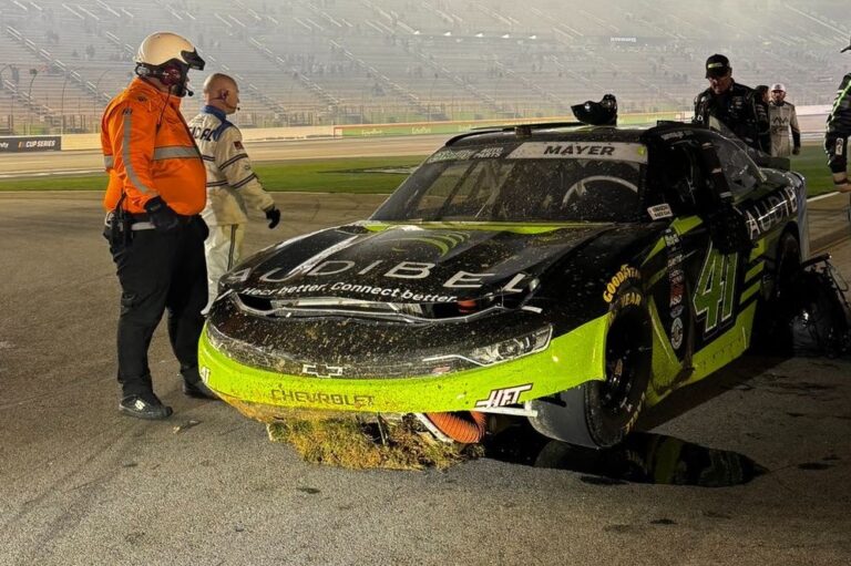 Watch Sam Mayer accidentally destroy his car moments after saluting Haas teammate