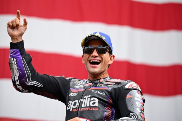 Jorge Martin’s “full send” celebration ends in wheelie crash after US GP sprint win