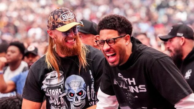 NFL star George Kittle intercepts NBA player Tyrese Haliburton's beer at WrestleMania 42