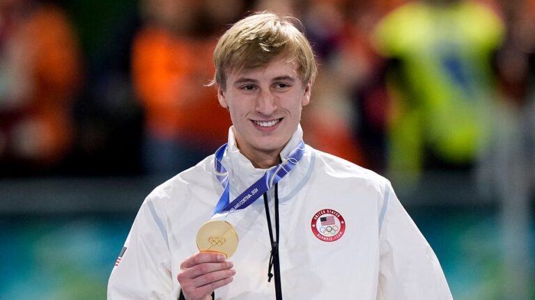 Olympic gold medalist discusses balance between celebrating one victory while vying for others