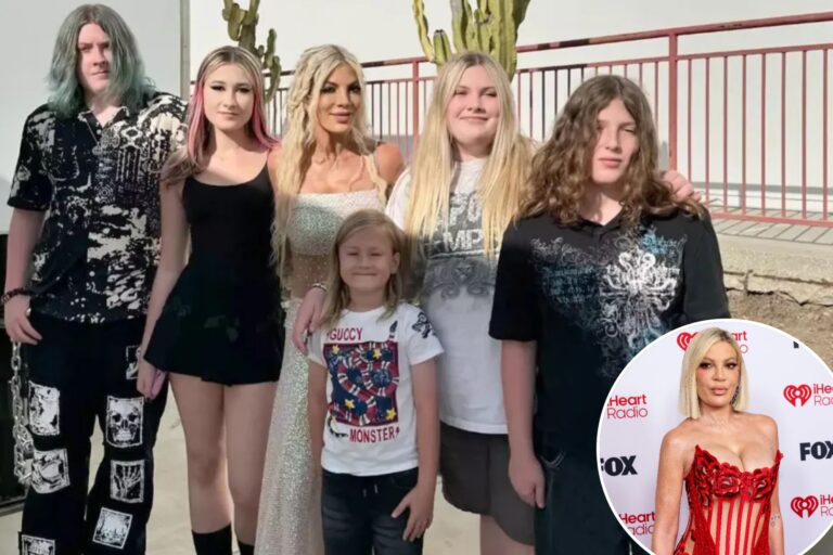 Tori Spelling and 4 of her children taken to hospital after California car crash