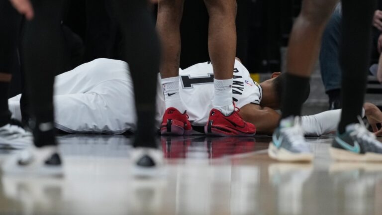 Wembanyama exits Spurs-Trail Blazers Game 2 after face-first fall