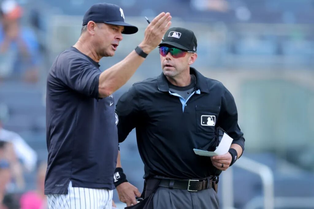 Yankees’ Aaron Boone blasts ‘overly sensitive’ umpires after first ejection of season