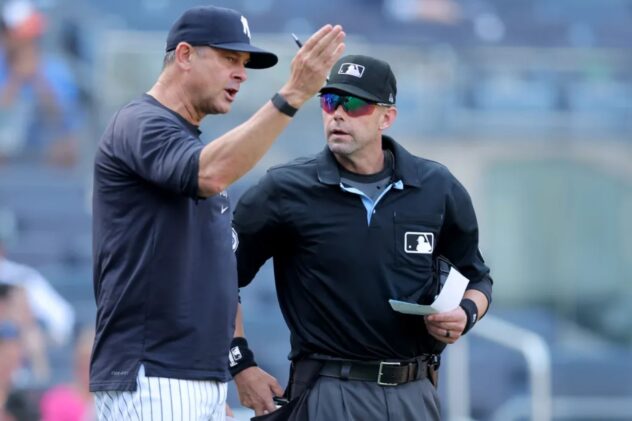 Yankees’ Aaron Boone blasts ‘overly sensitive’ umpires after first ejection of season