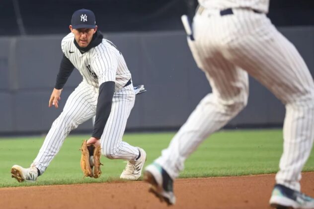 Yankees’ Ryan McMahon passes fielding test in first game at shortstop as plate woes continue