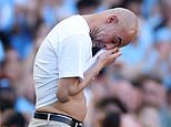 Dry your eyes, Pep! Guardiola and his Man City captain Bernardo Silva BOTH break down in tears during emotional last game of his 10 years in the Premier League