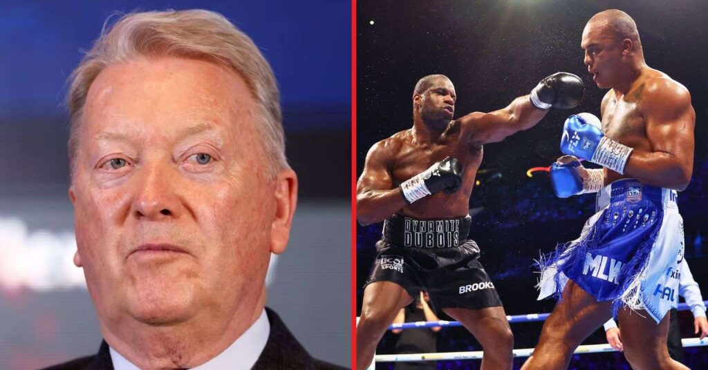 Frank Warren gives 'honest' verdict on whether Wardley vs Dubois should've been stopped earlier