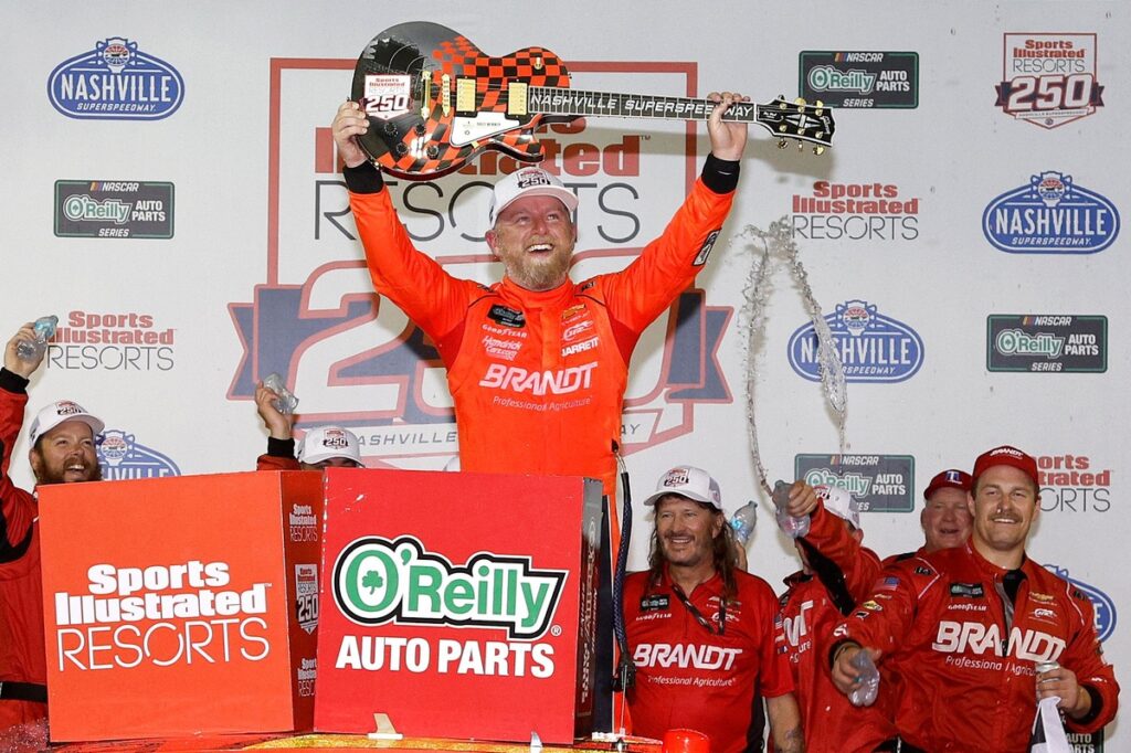 Justin Allgaier out-duels Brent Crews in Nashville for NASCAR O'Reilly win